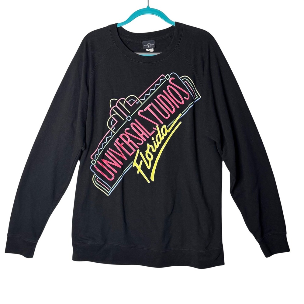 Vtg Universal Studios Florida Sweatshirt 2XL 90s Neon Graphic Retro Crew READ